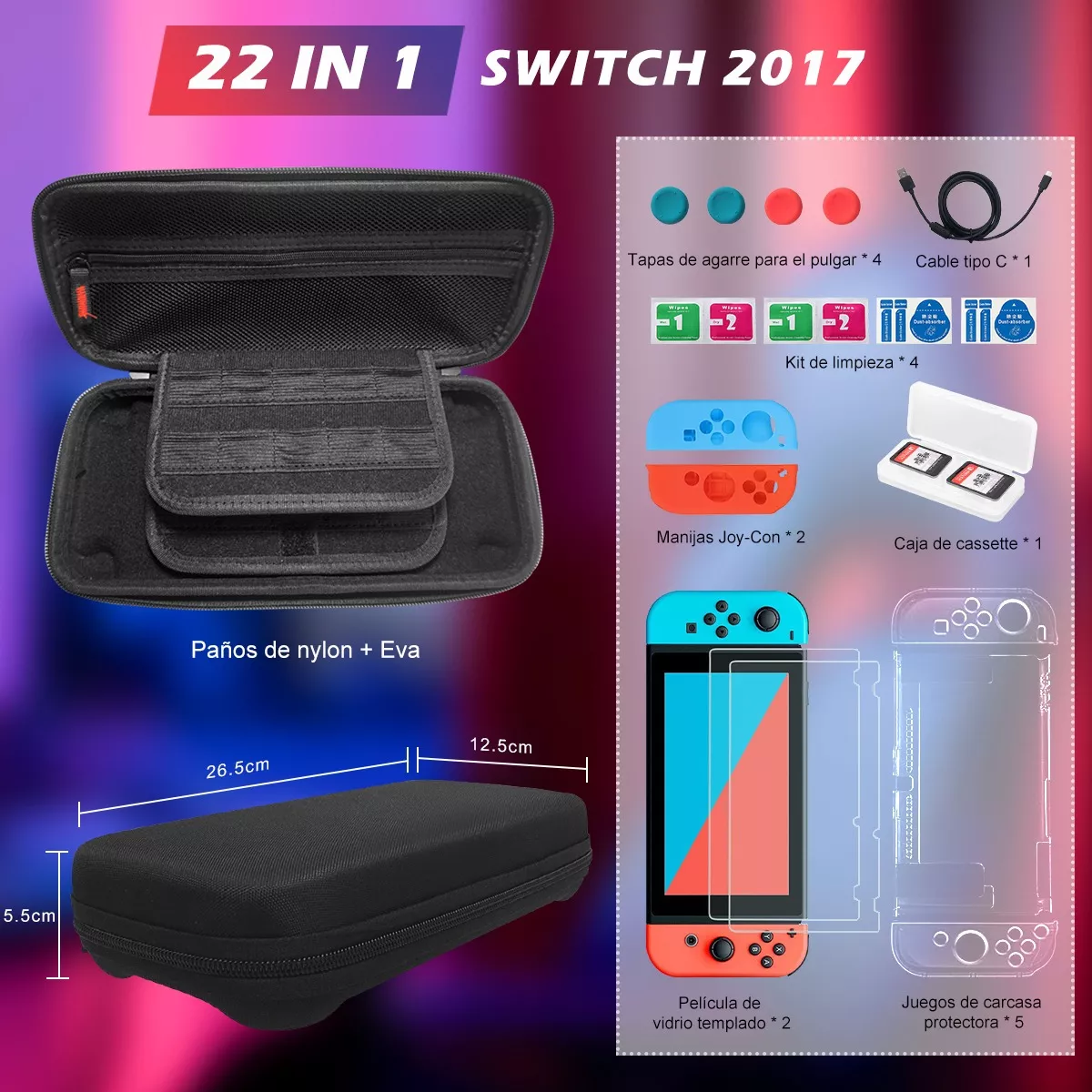 Foto 4 pulgar | Estuche para Nintendo Switch Negro