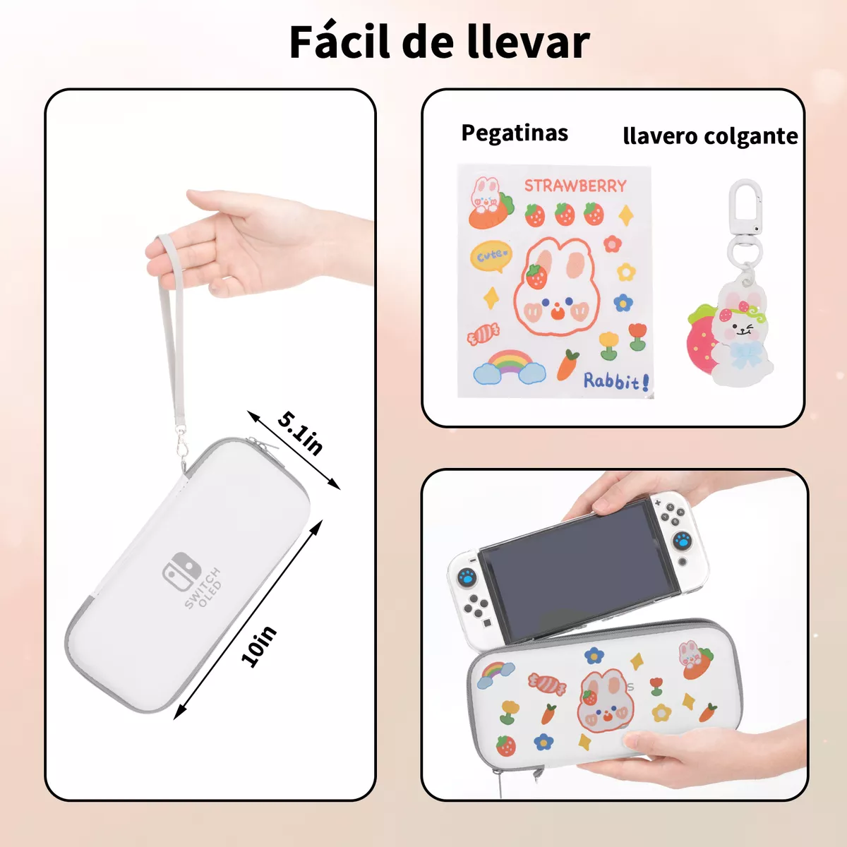 Foto 4 pulgar | Estuche Eo Safe Imports Blanco para Nintendo Switch