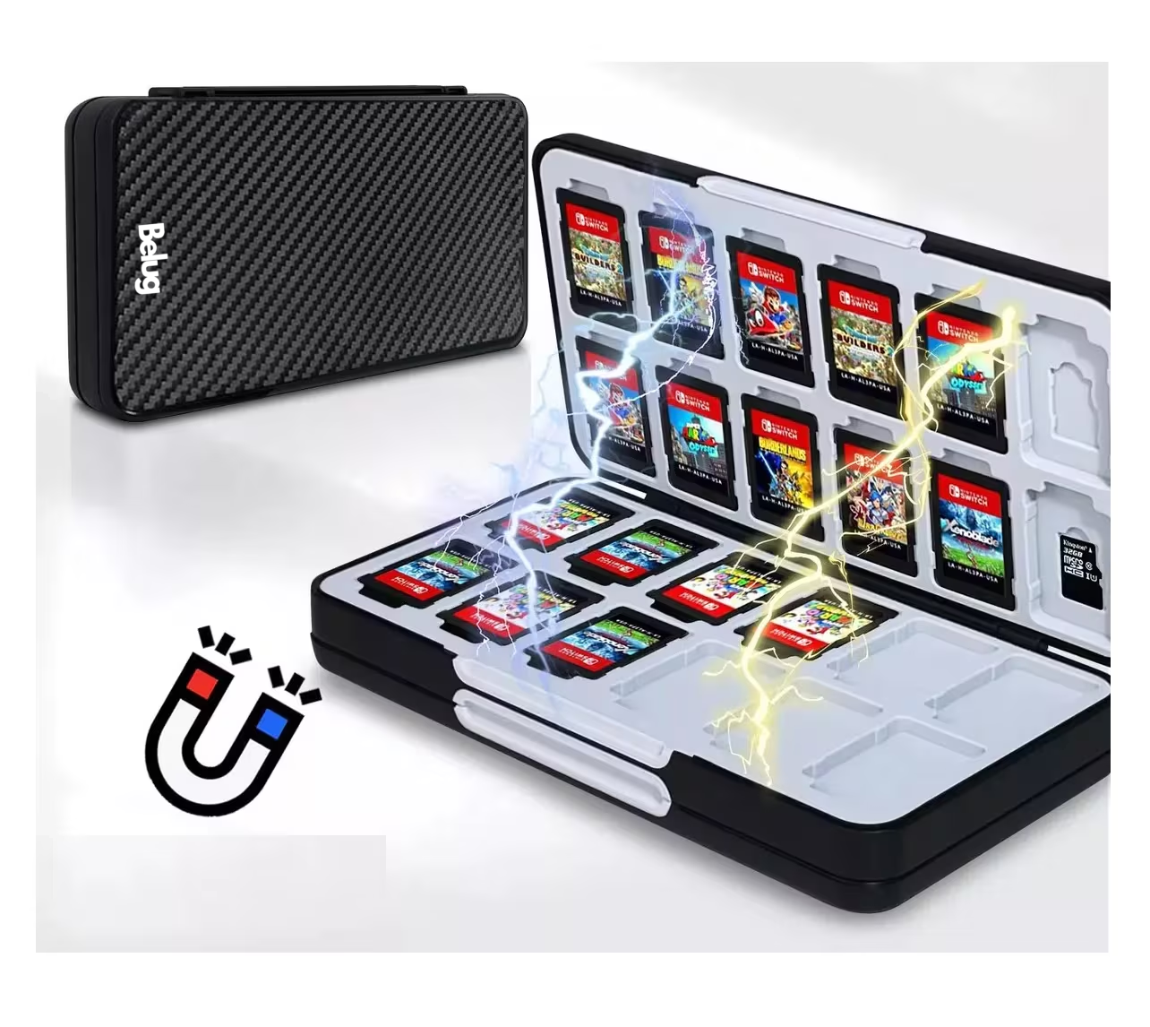 Foto 6 pulgar | Juego Protector Estuche Para Nintendo Switch, Belug Tarjeta Funda, Negro/gris