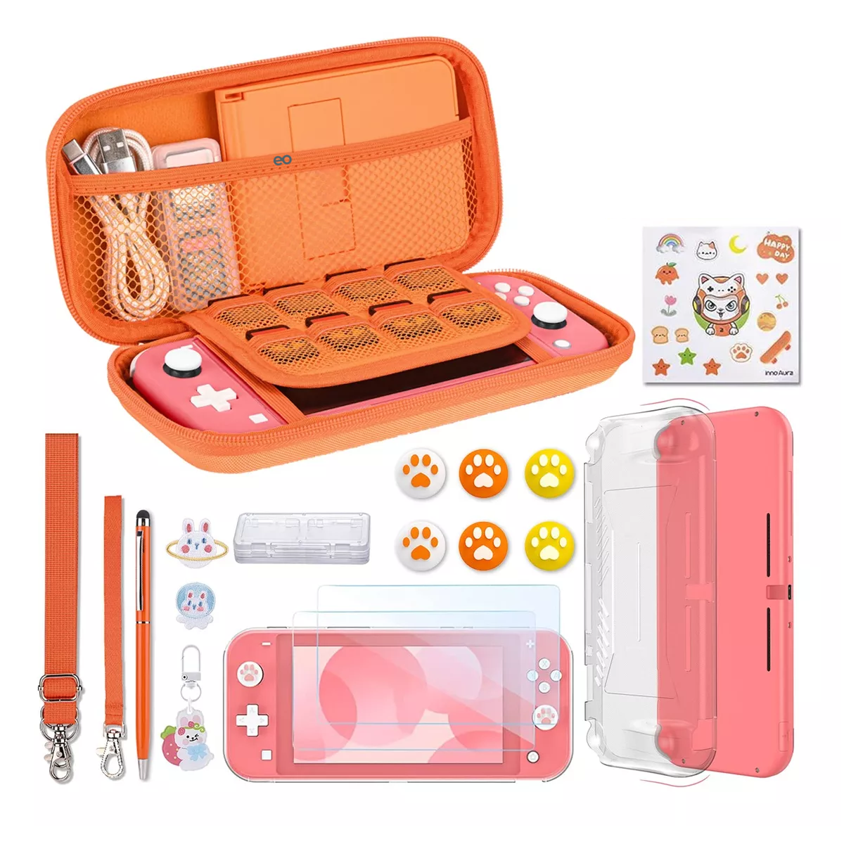 Kit De Accesorios Para Nintendo Switch Lite Bolsa Eo Safe Imports Esi-14452-1 Naranja