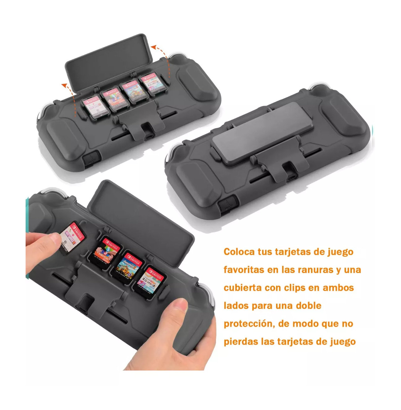 Foto 5 pulgar | Funda Protectora Con Soporte Para Nintendo Switch Lite -d Negro