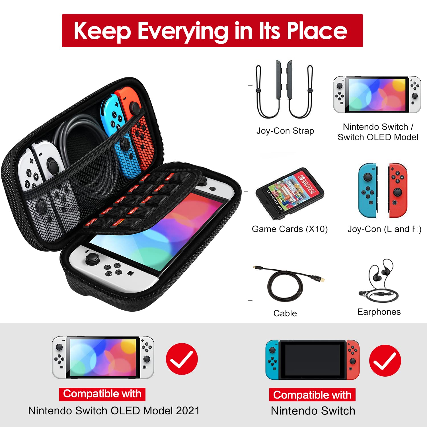 Foto 3 pulgar | Funda De Transporte Ivoler Para Nintendo Switch Oled Con 10 Juegos - Venta Internacional.