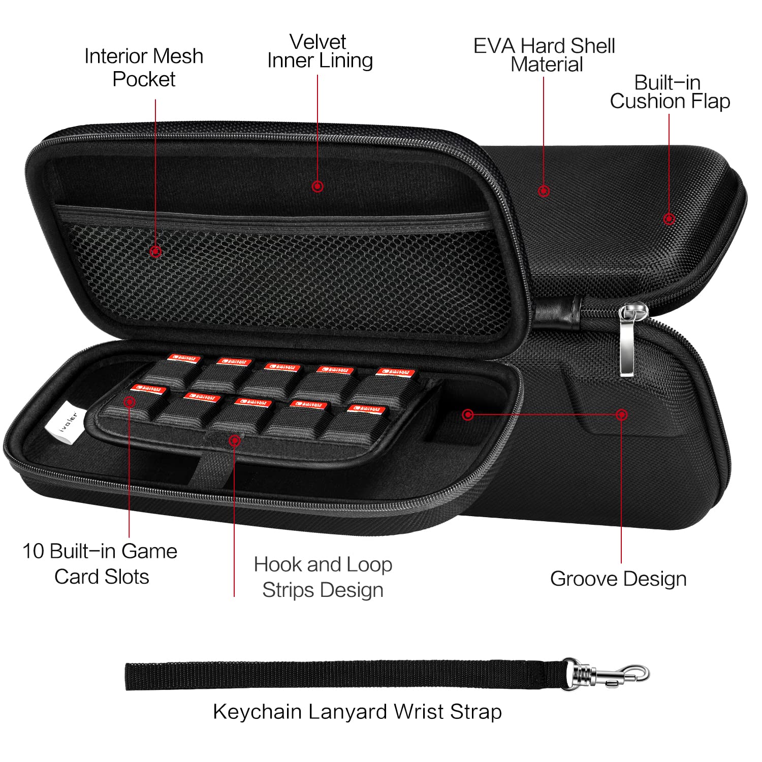 Foto 5 pulgar | Funda De Transporte Ivoler Para Nintendo Switch Oled Con 10 Juegos - Venta Internacional.
