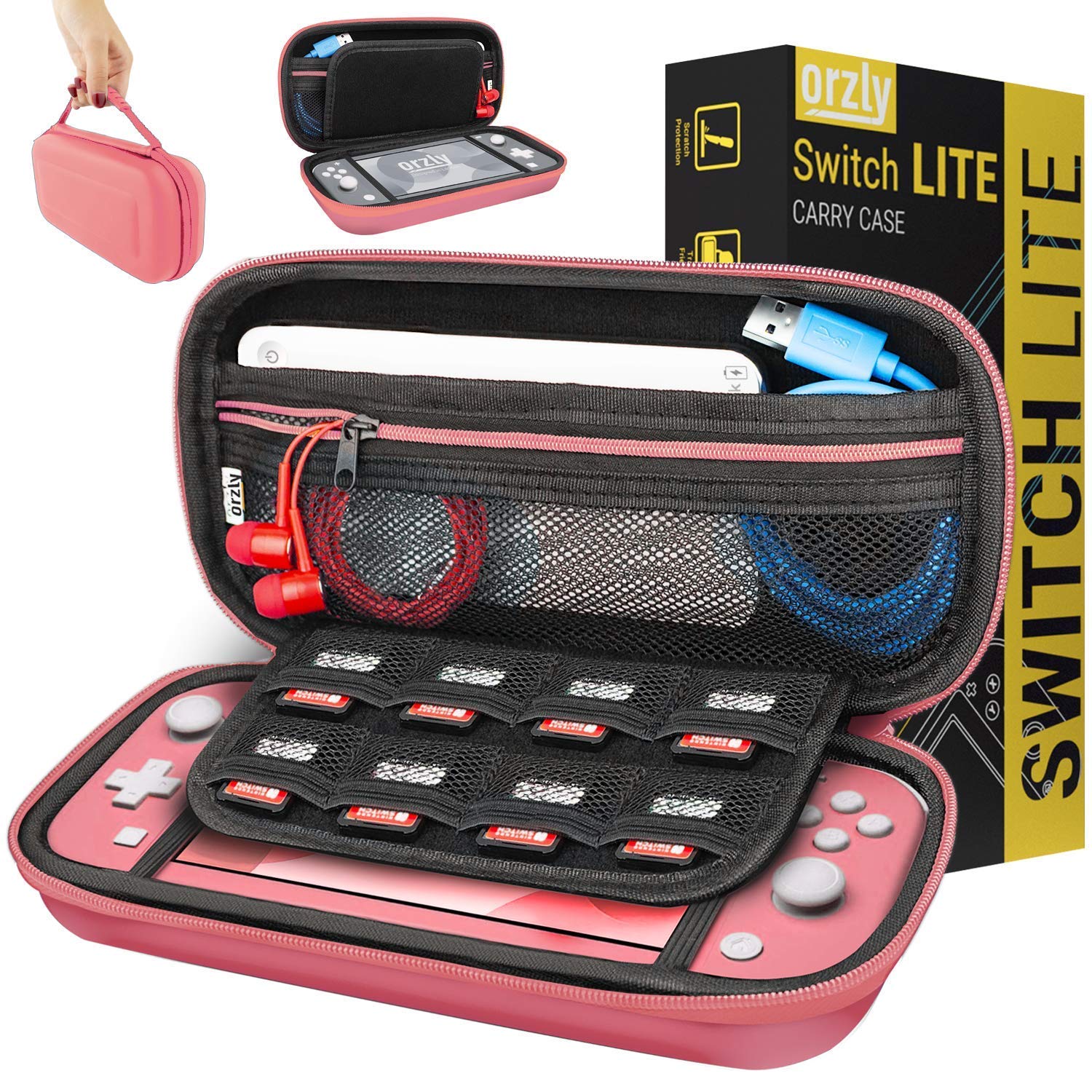 Foto 2 pulgar | Funda De Transporte Orzly Para Nintendo Switch Lite Con Almacenamiento [coral] - Venta Internacional.