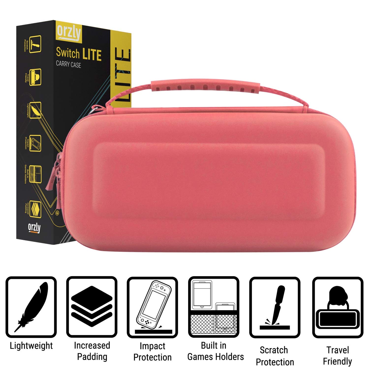 Foto 7 pulgar | Funda De Transporte Orzly Para Nintendo Switch Lite Con Almacenamiento [coral] - Venta Internacional.