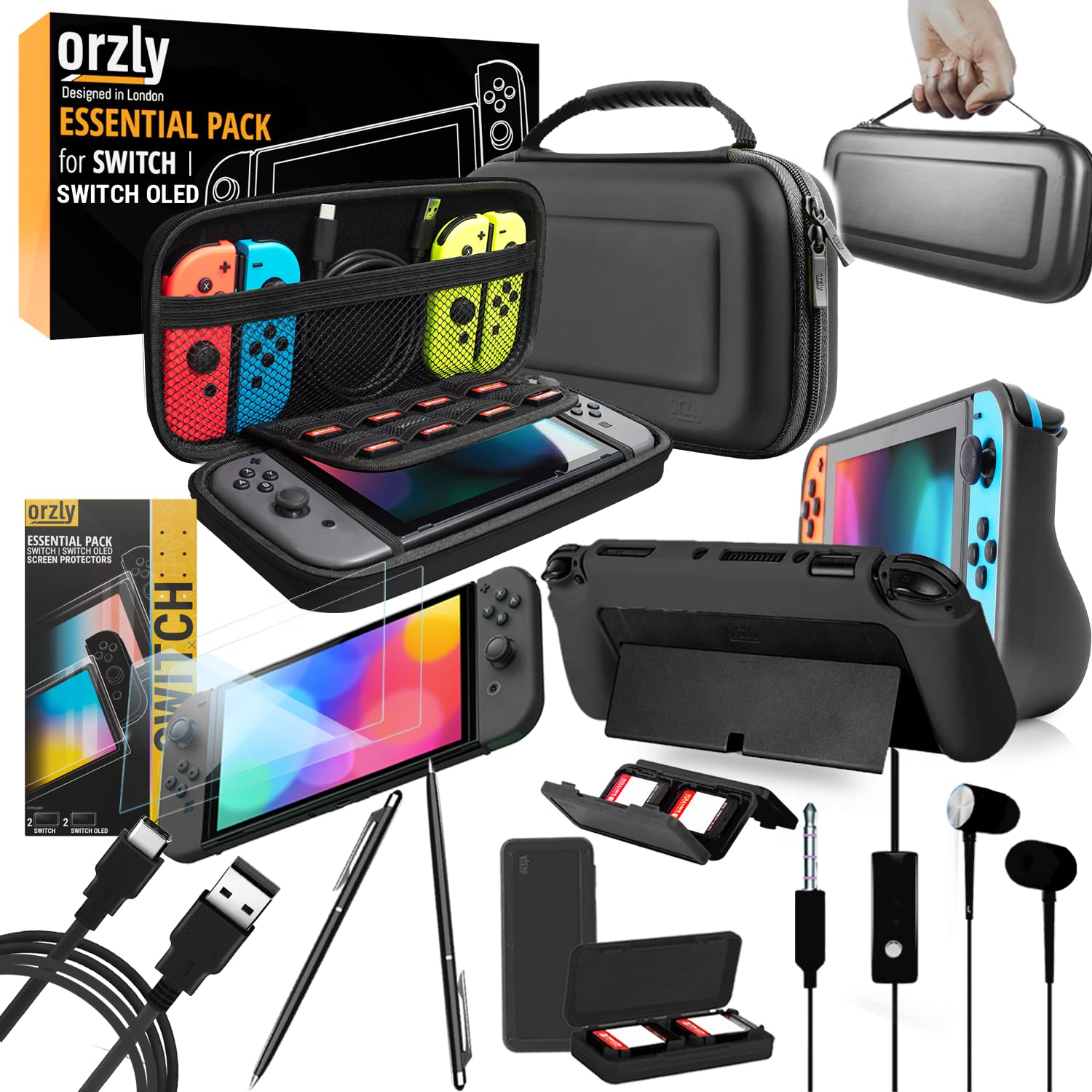 Foto 2 pulgar | Paquete De Accesorios Orzly Essentials Pack Para Nintendo Switch Oled - Venta Internacional.