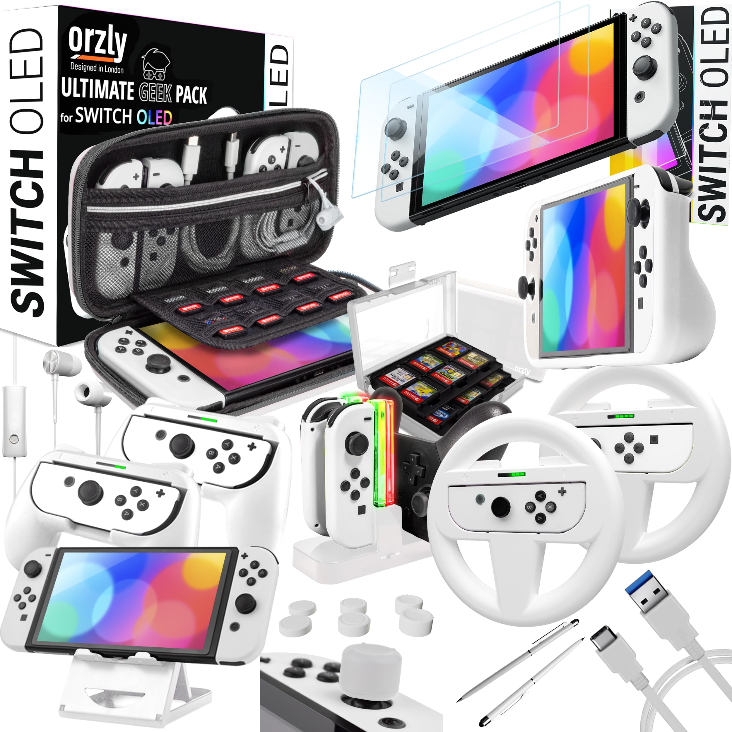 Foto 2 pulgar | Kit De Accesorios Nintendo Switch Oled Orzly Ice White - Venta Internacional.