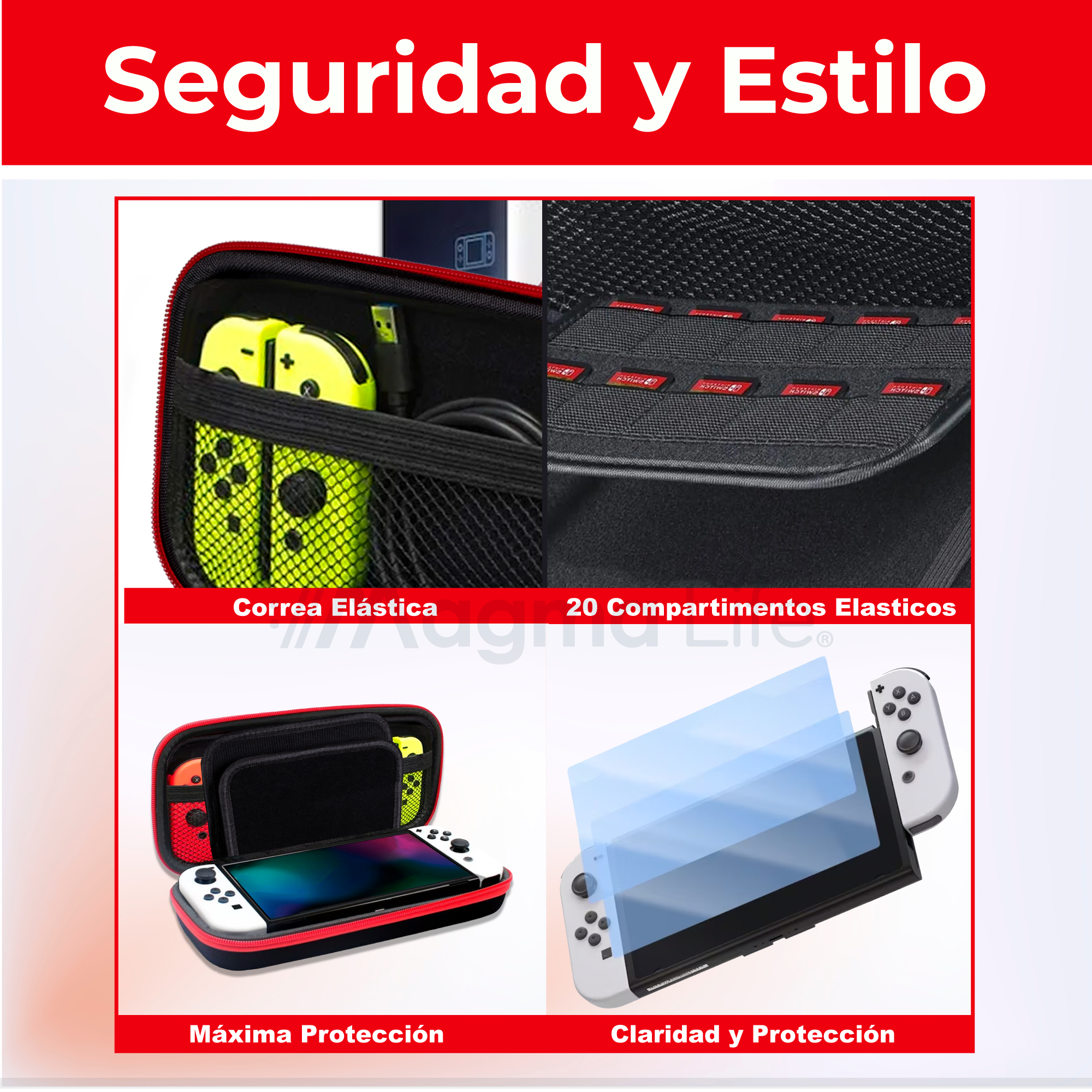 Foto 4 pulgar | Magma Life Organizador De Almacenamiento Para Accesorios De Nintendo Switch Y Switch Oled, Amplio Y Con Seguros Org