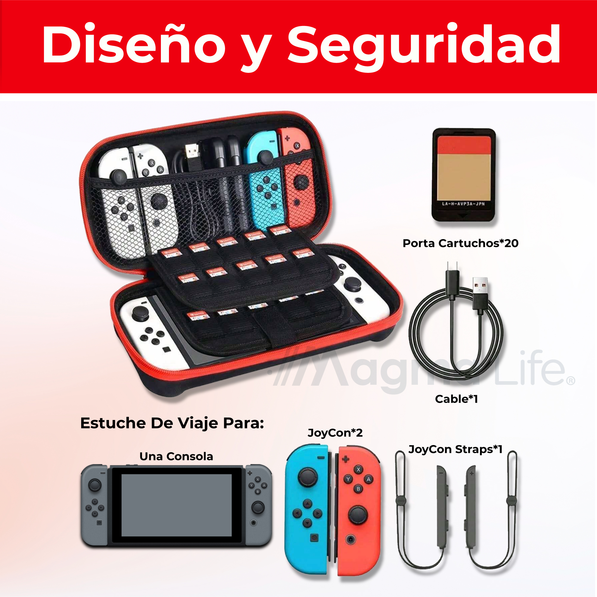 Foto 6 pulgar | Magma Life Organizador De Almacenamiento Para Accesorios De Nintendo Switch Y Switch Oled, Amplio Y Con Seguros Org