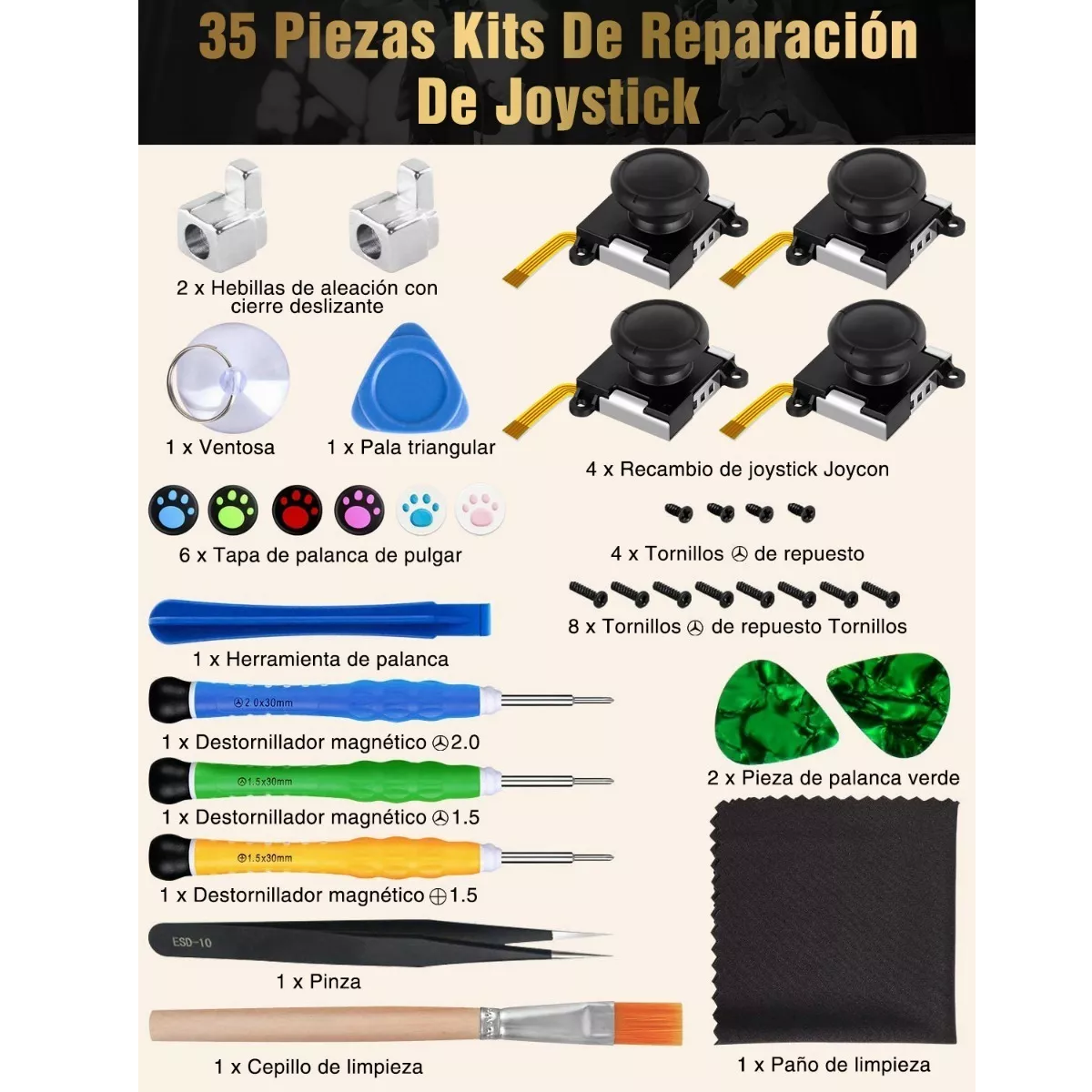 Foto 4 pulgar | Kit De Reparación Nintendo Con 4 Joycon Joystick Reemplazo Eo Safe Imports Esi-8576 Multicolor