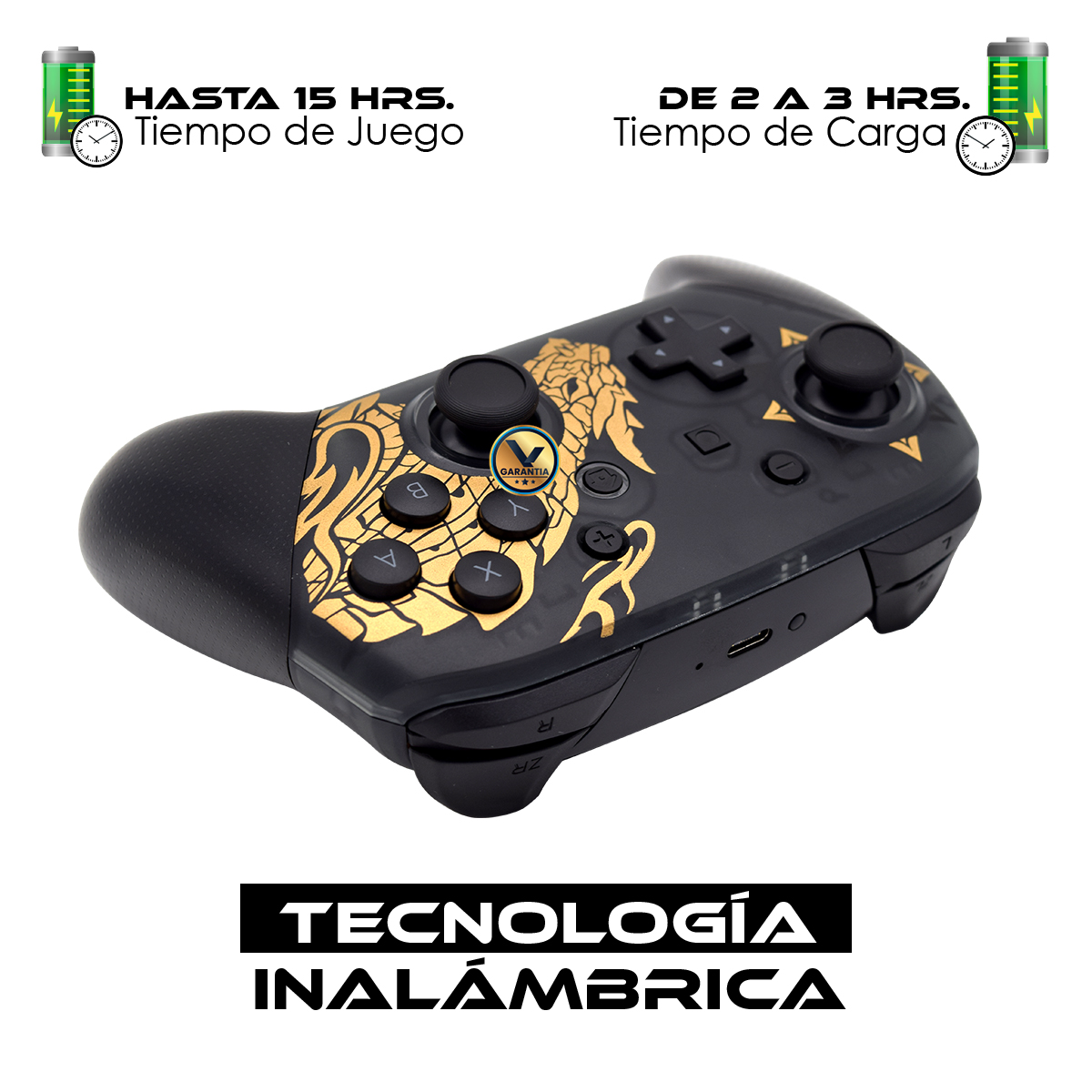 Foto 8 pulgar | Control Virtual Zone Inalámbrico Pro Dragón Compatible con Nintendo Switch Negro