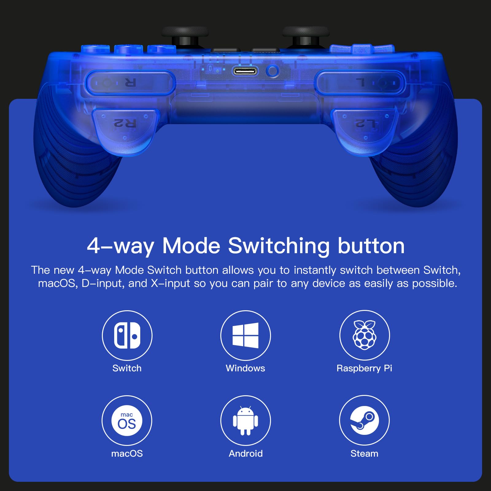 Foto 4 | Controlador Bluetooth 8bitdo Pro 2 Para Switch Pc Android Azul - Venta Internacional.