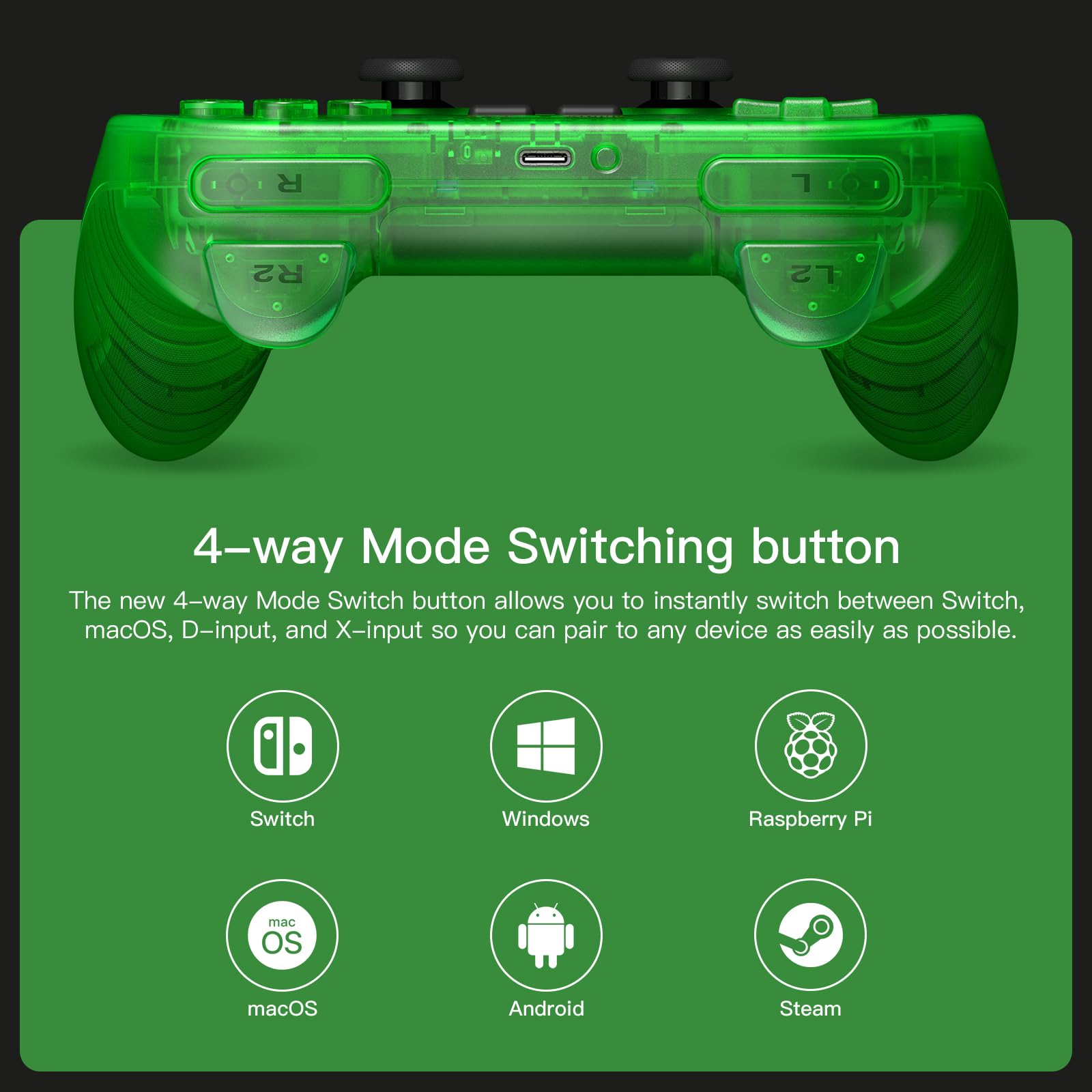 Foto 4 | Controlador Bluetooth 8bitdo Pro 2 Para Switch Pc Android Verde - Venta Internacional.