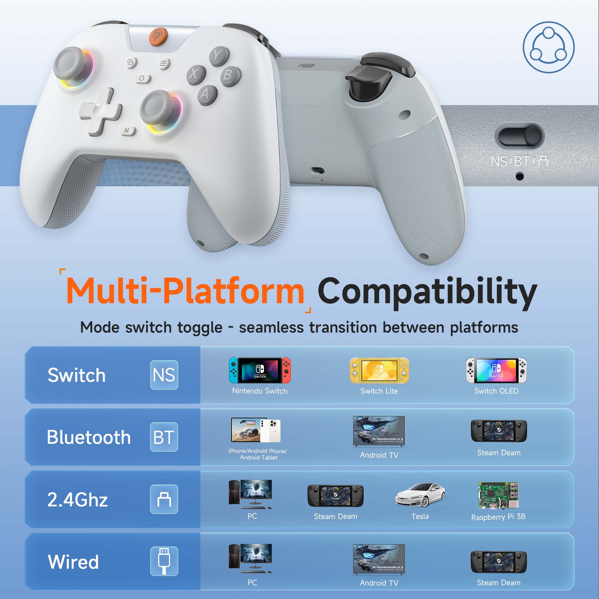 Foto 6 pulgar | Controlador De Juegos Easysmx X05 Rgb Bluetooth Para Pc, Switch, Mo - Venta Internacional.