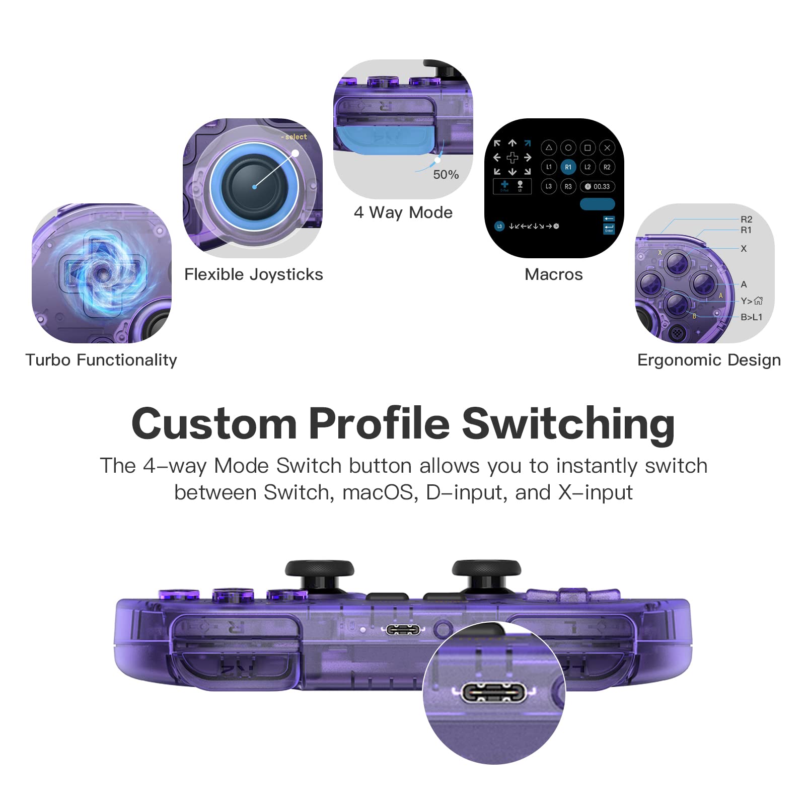 Foto 5 pulgar | Controlador De Juegos 8bitdo Sn30 Pro Inalámbrico Bluetooth Para Switch - Venta Internacional.