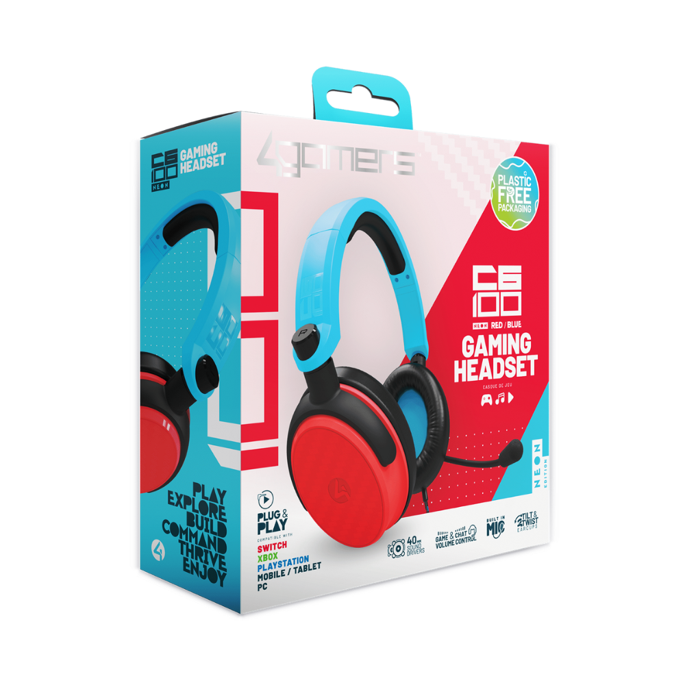 Foto 6 pulgar | Audifonos 4gamers C6-100 Headset: Gaming Para Ps4/ps5, Xbox, Switch, Pc - Rojo/azul