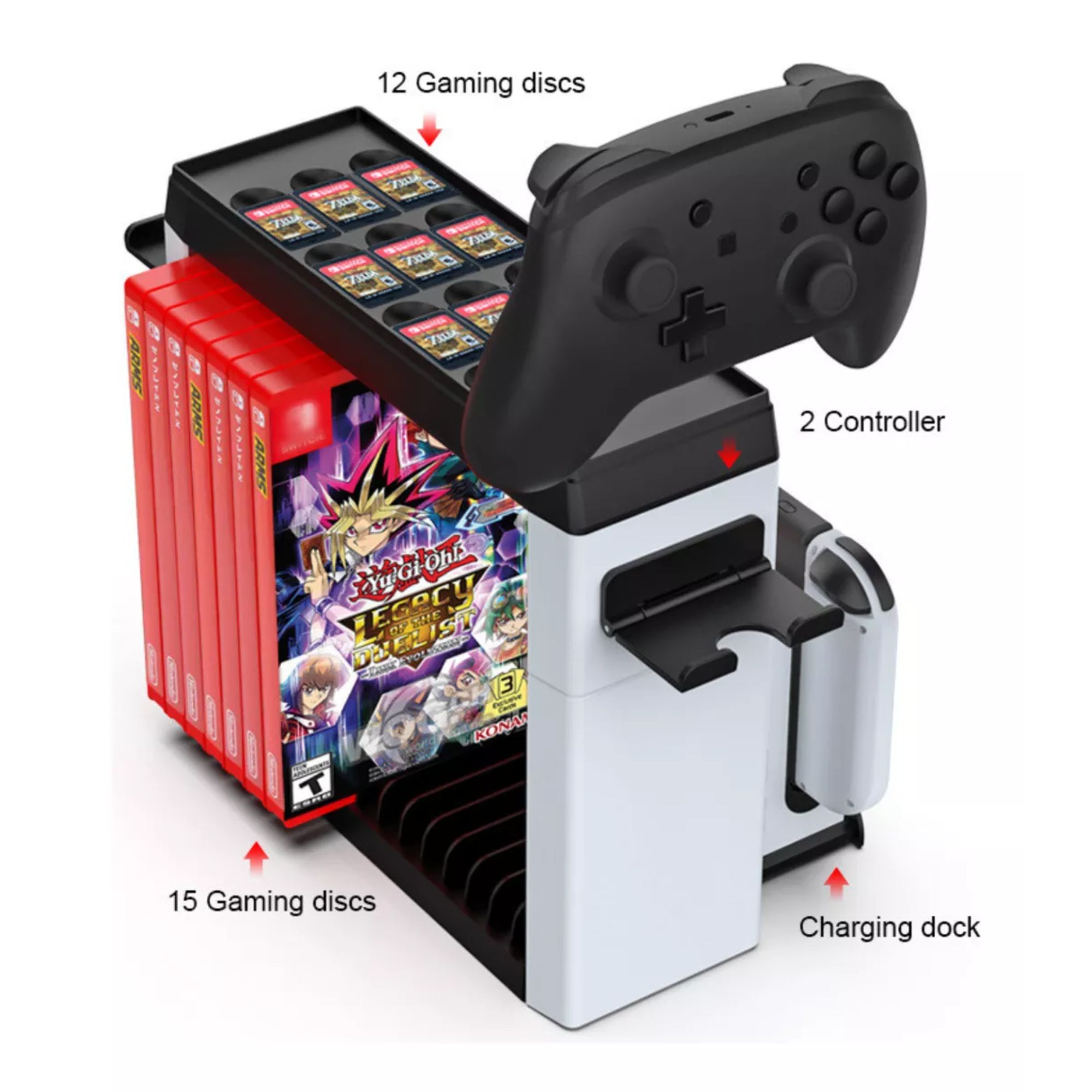 Foto 8 pulgar | Torre de Almacenamiento Juegos Control para Nintendo Switch Blanco