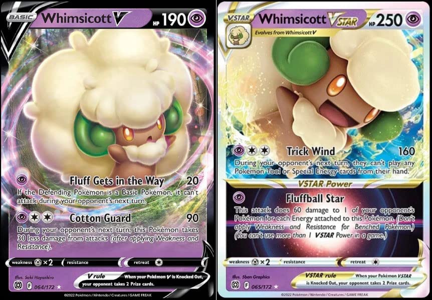 Foto 2 pulgar | Lote De Cartas Pokémon Whimsicott V Y Vstar 065/172 Brilliant Stars - Venta Internacional.