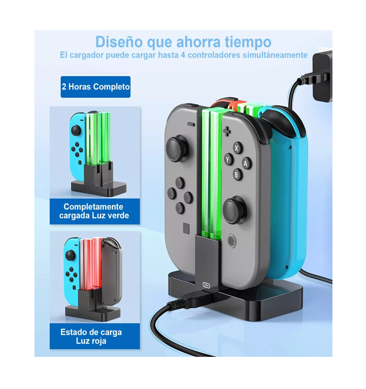 Foto 4 pulgar | Base de Cargador 4 en 1 para Control de Nintendo Switch