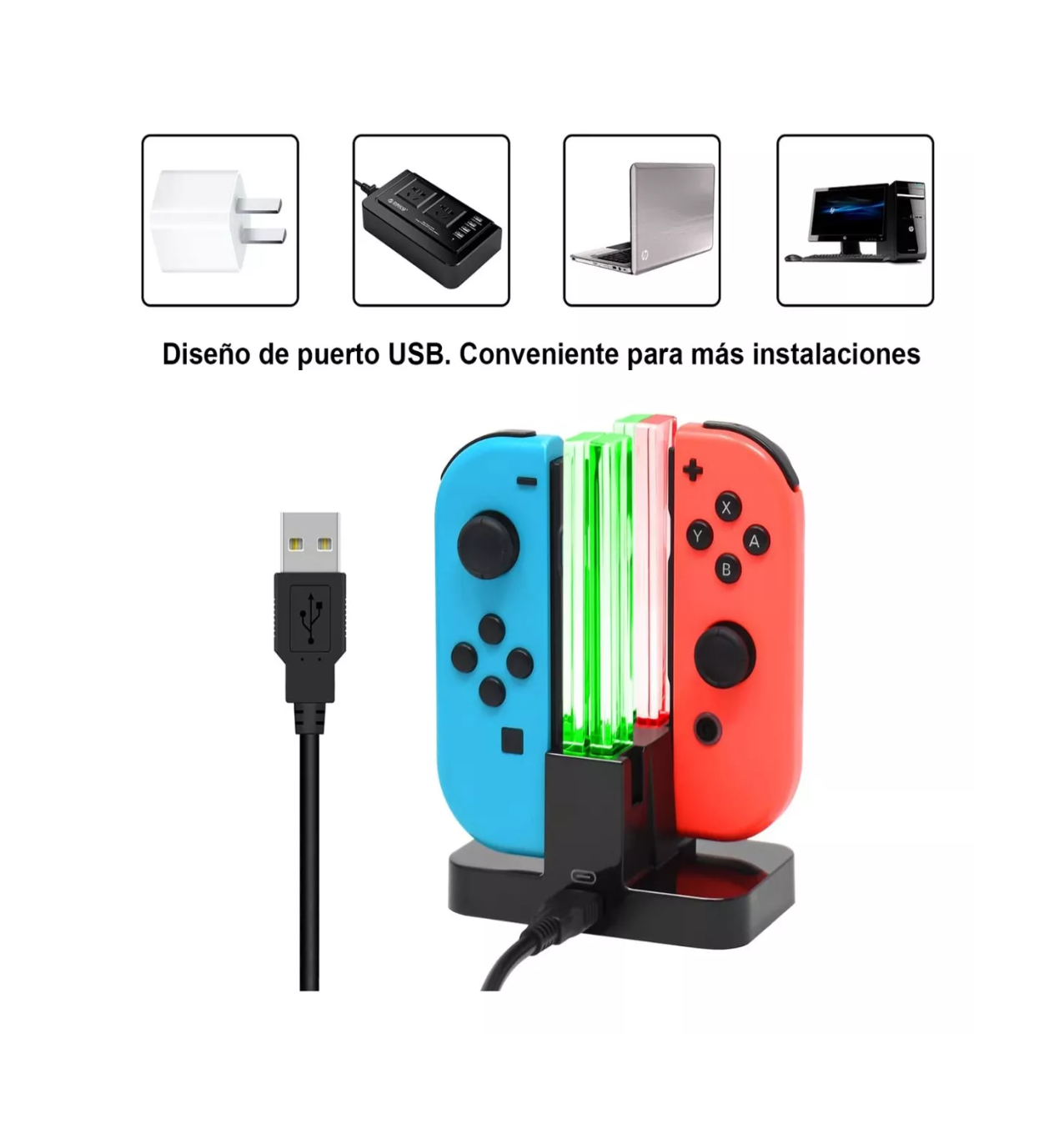 Foto 5 pulgar | Base de Cargador 4 en 1 para Control de Nintendo Switch