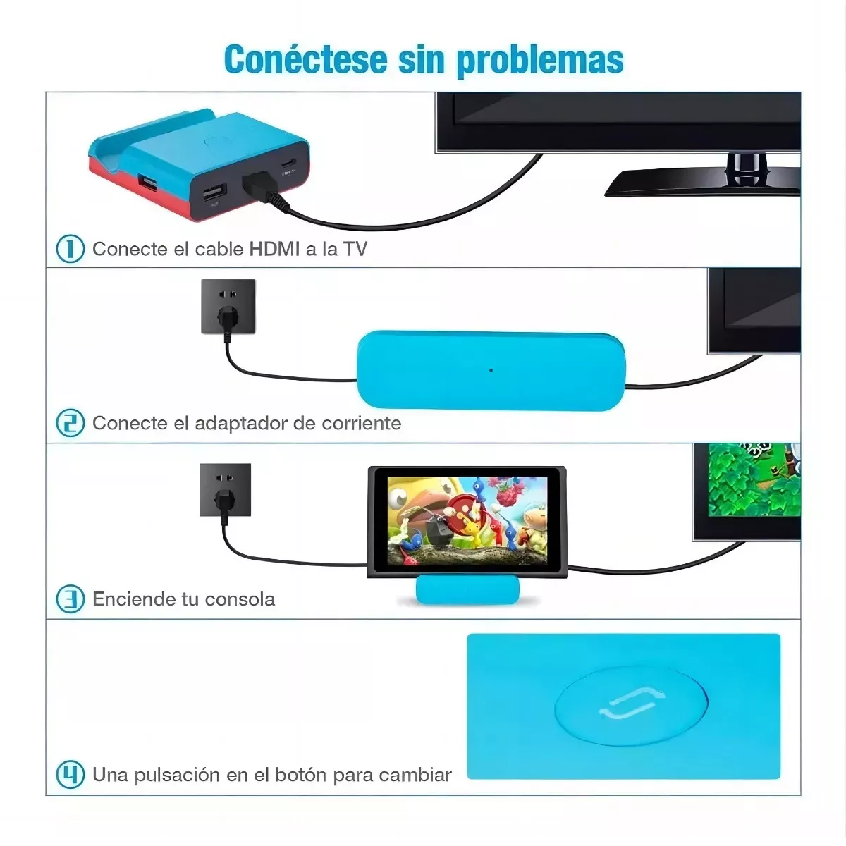 Foto 3 pulgar | Adaptador Hdmi 4k Base Dock De Carga Para Nintendo Switch Eo Safe Imports Esi-14455 Multicolor