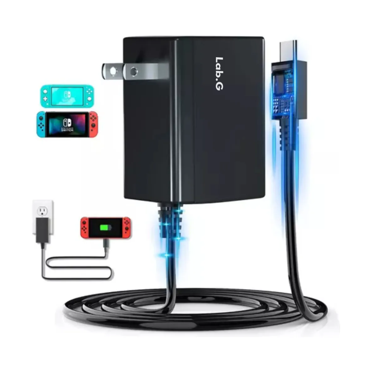 Foto 3 pulgar | Ac Adapter Cargador Para Nintendo Switch/lite-15v 2.6 A Lab.g Negro