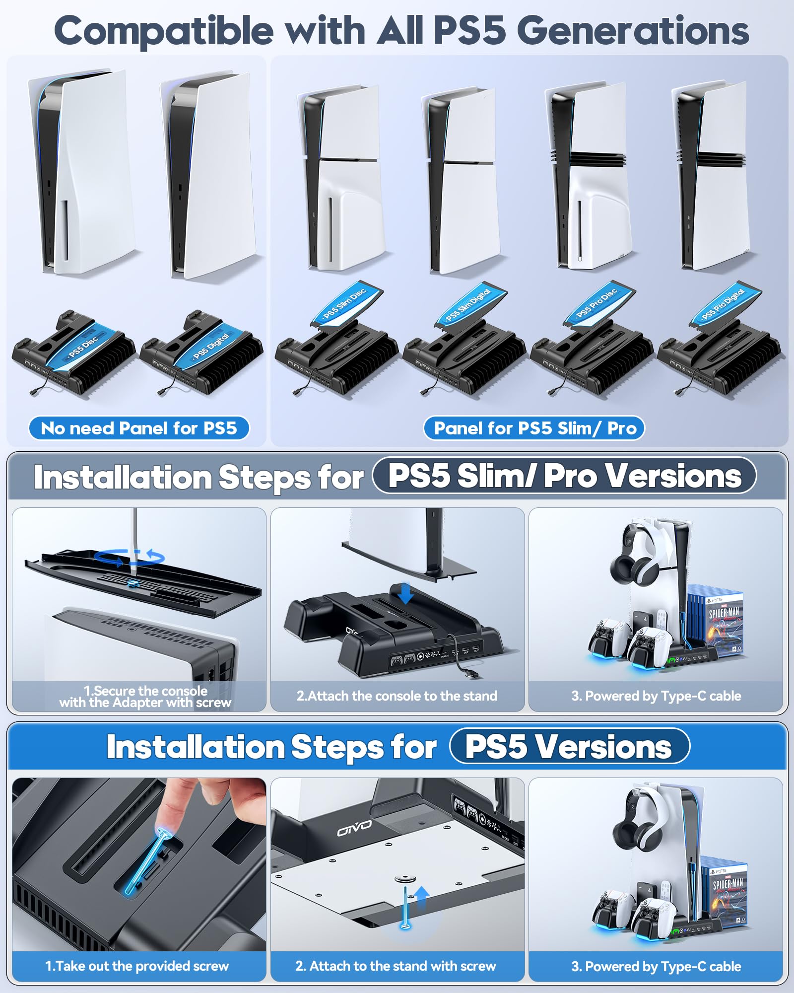 Foto 3 pulgar | Soporte De Estación De Refrigeración Con Cargador Para Ps5/slim/pro - Negro - Venta Internacional.