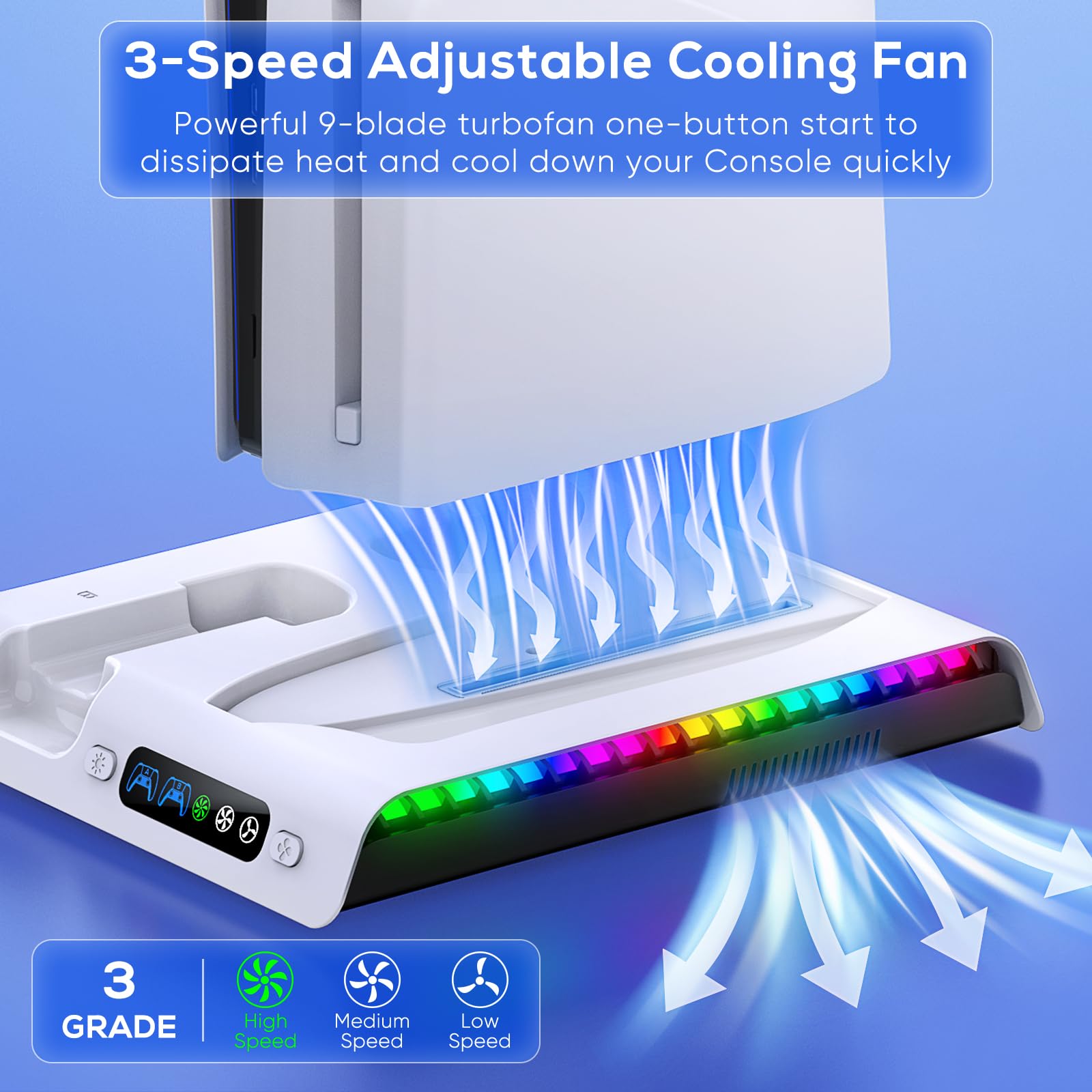 Foto 3 | Soporte De Carga Con Ventilador De Refrigeración Para Ps5 Slim +fastsnail - Venta Internacional.