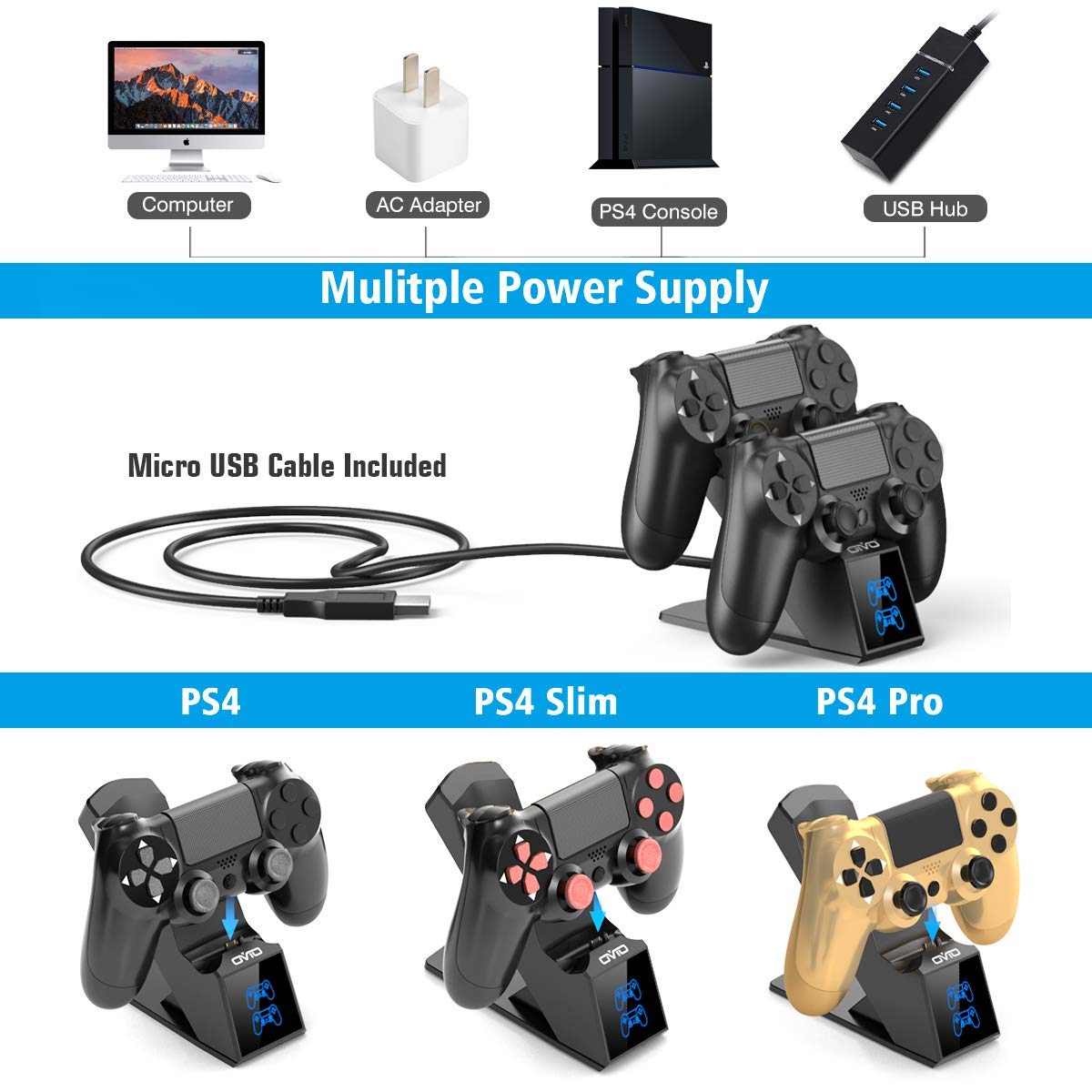 Foto 7 pulgar | Cargador De Controlador Ps4 Oivo Estación De Carga Usb - Venta Internacional.