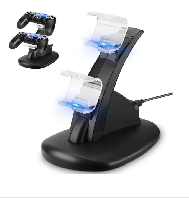 Foto 2 pulgar | Cargador Controlador Usb Doble Para Mando Ps4 Negro