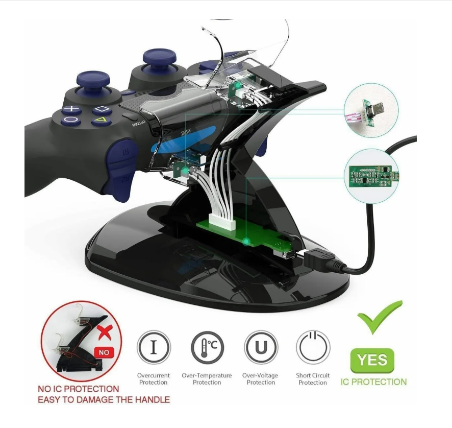 Foto 4 pulgar | Cargador Controlador Usb Doble Para Mando Ps4 Negro