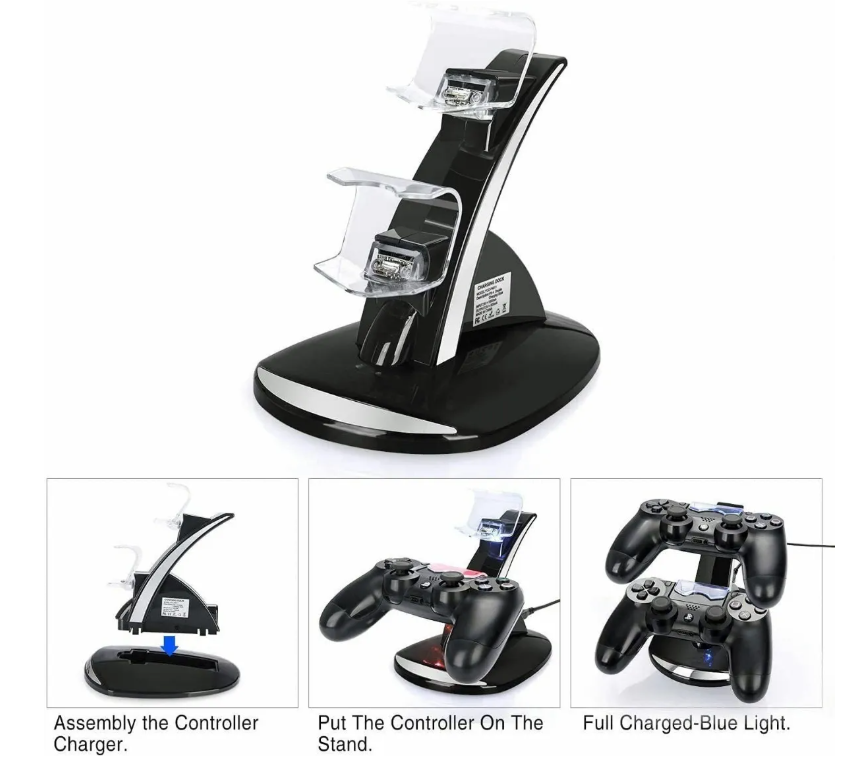 Foto 6 pulgar | Cargador Controlador Usb Doble Para Mando Ps4 Negro