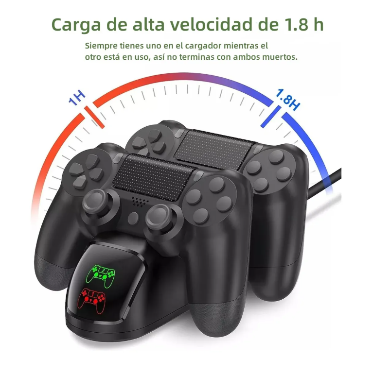 Foto 3 pulgar | Cargadores De Controles Usb Doble Para Mandos Led Ps4 Negro