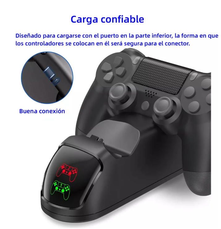 Foto 5 pulgar | Cargadores De Controles Usb Doble Para Mandos Led Ps4 Negro