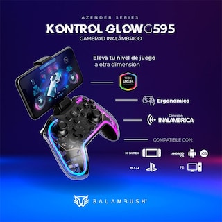 Foto 3 | Gamepad Balam Rush Kontrol Glow G595 RGB Inalámbrico PC Android Ps3 Ps4 Br-936910 color Negro