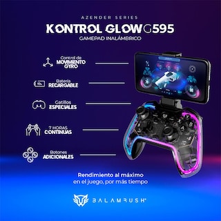 Foto 4 | Gamepad Balam Rush Kontrol Glow G595 RGB Inalámbrico PC Android Ps3 Ps4 Br-936910 color Negro