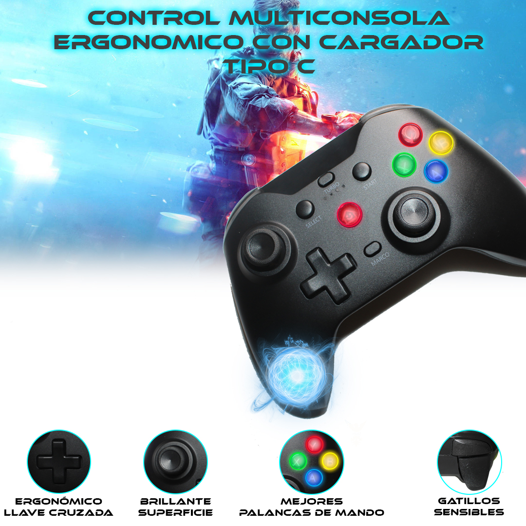 Foto 6 pulgar | Control Inalámbrico Compatible Con Ps4,android,ios,switch,ps3 Negro