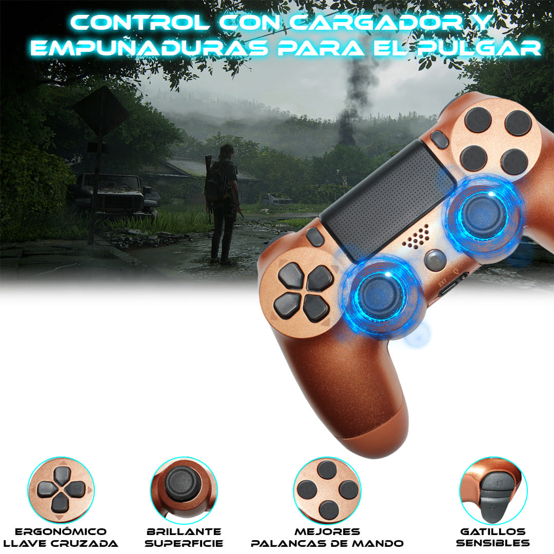 Foto 5 | Control Inalámbrico Compatible con Ps4 Cobre + Cable de Carga