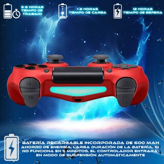 Foto 2 | Control Inalámbrico Compatible con Ps4 Rojo + Cable de Carga