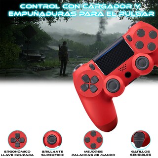 Foto 5 | Control Inalámbrico Compatible con Ps4 Rojo + Cable de Carga