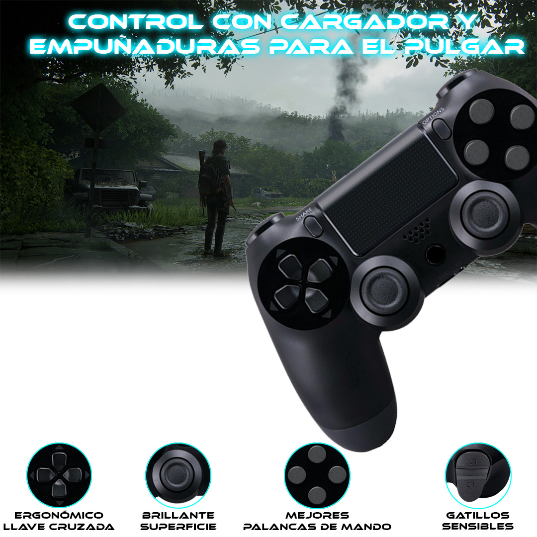 Foto 5 | Control Inalámbrico Compatible con Ps4 Negro + Cable de Carga