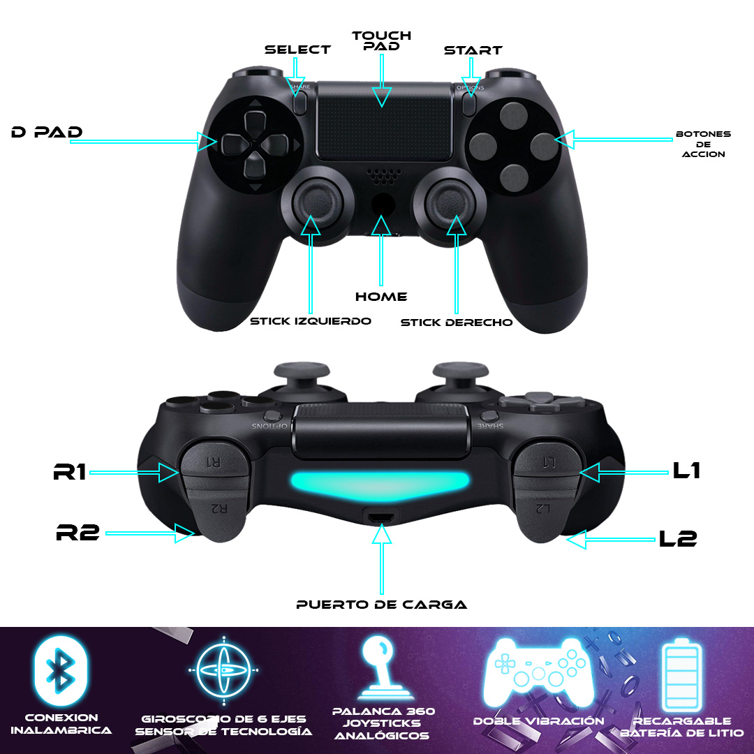 Foto 4 pulgar | Control Inalámbrico Compatible con Ps4 Store Cline Negro