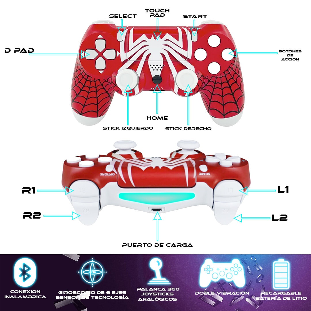 Foto 4 pulgar | Control Inalámbrico Ps4 Store Cline Diseño Spider-Man