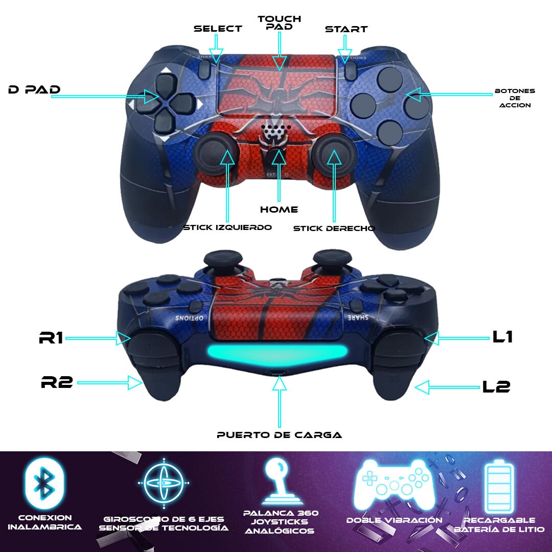 Foto 4 pulgar | Control Inalámbrico Ps4 Store Cline Amazing Spider Man