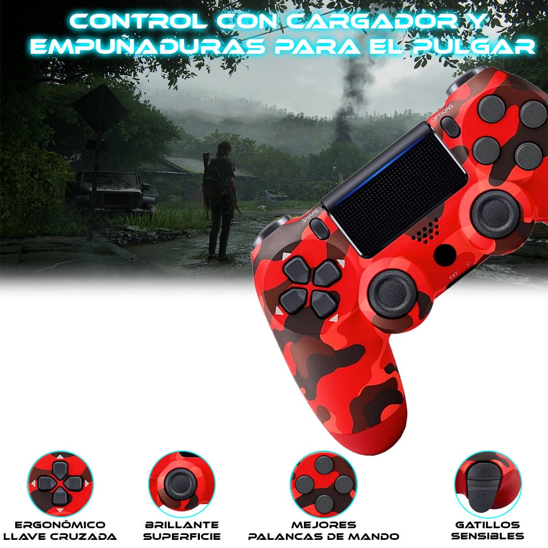 Foto 6 pulgar | Control Inalámbrico para Ps4 Store Cline Camuflaje Rojo