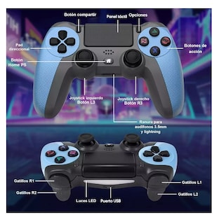 Foto 3 | Control Inalámbrico Mando Compatible Con Para Play Station 4 Azul Negro