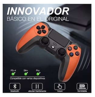 Foto 2 | Control Inalámbrico Mando Compatible Con Para Play Station 4 Naranja Negro