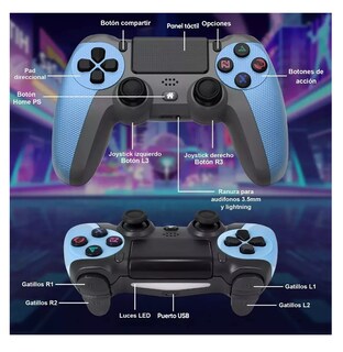 Foto 3 | Control Inalámbrico Mando Compatible Con Para Play Station 4 Azul Negro