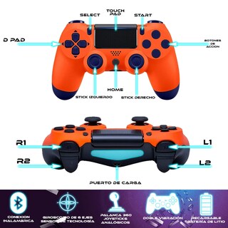 Foto 3 | Control Inalámbrico Recargable Compatible Con Ps4 Naranja Con Azul