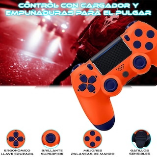 Foto 5 | Control Inalámbrico Recargable Compatible Con Ps4 Naranja Con Azul